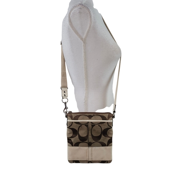 Coach Handbags - Coach Vintage Signature Canvas and Leather Pouchette Crossbody